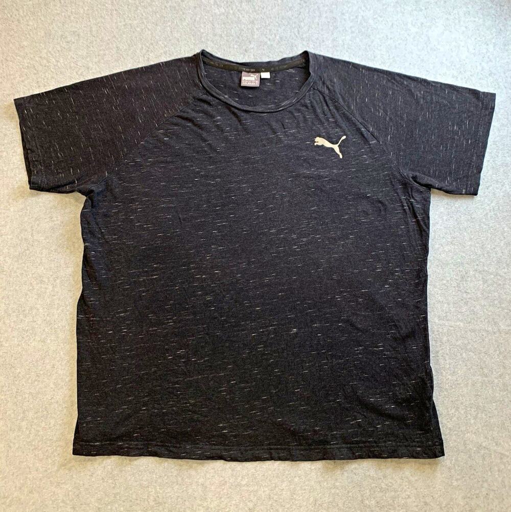 PUMA Mens XL Black Heathered Crew Neck Moisture Wicking T-Shirt